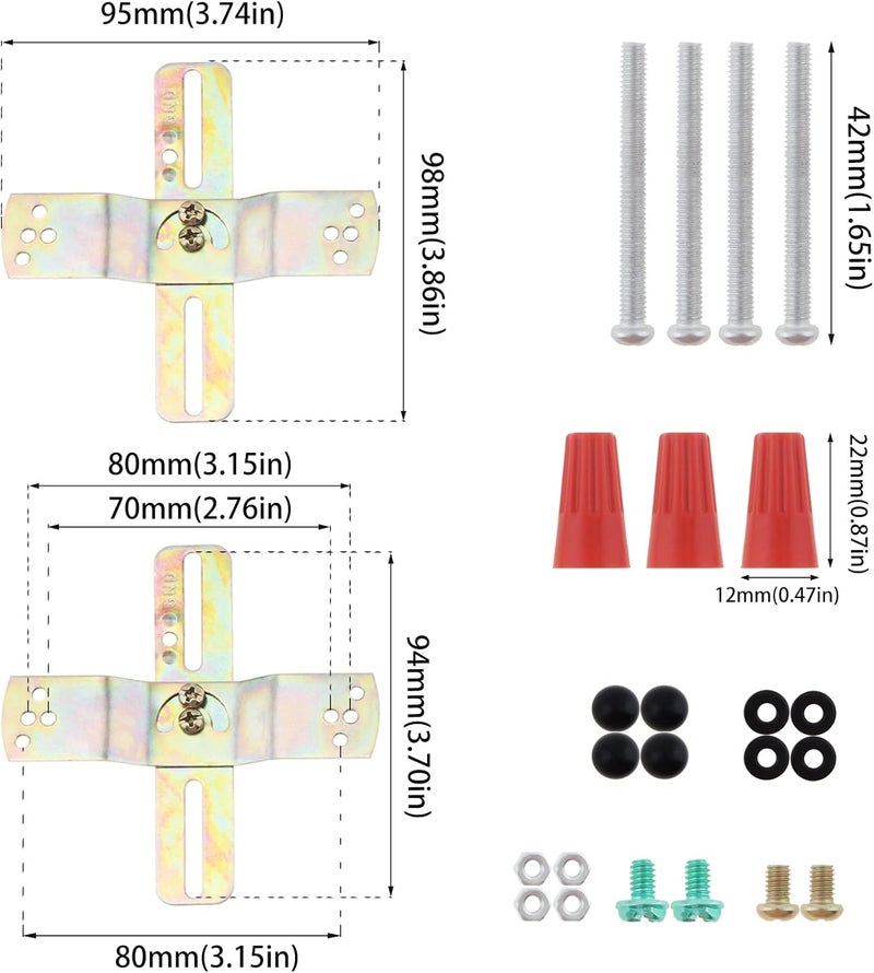 RTNLIT Light Fixture Mounting Bracket, 4" Universal Chandelier Crossbar with Screws and Nuts, Cross-Shaped Lighting Parts,180 Rotatable and Fixed(Pack of 2) - Image 2